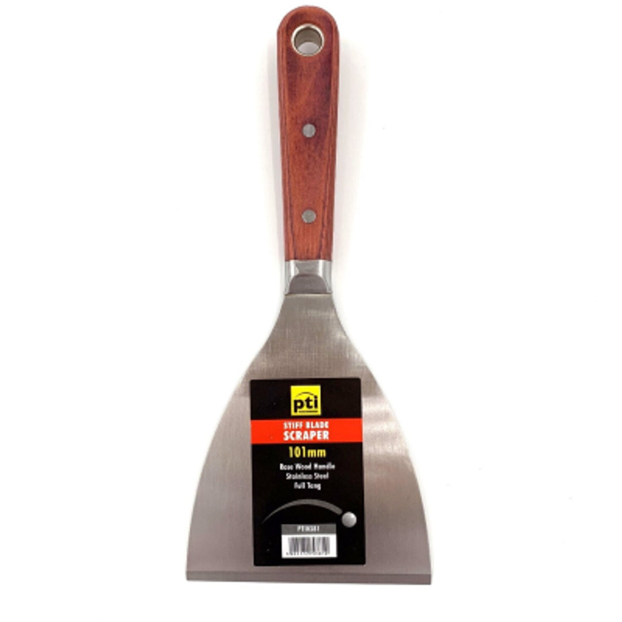 PTI 101mm Stiff Blade Scraper Stainless Steel Blade Rosewood Handle