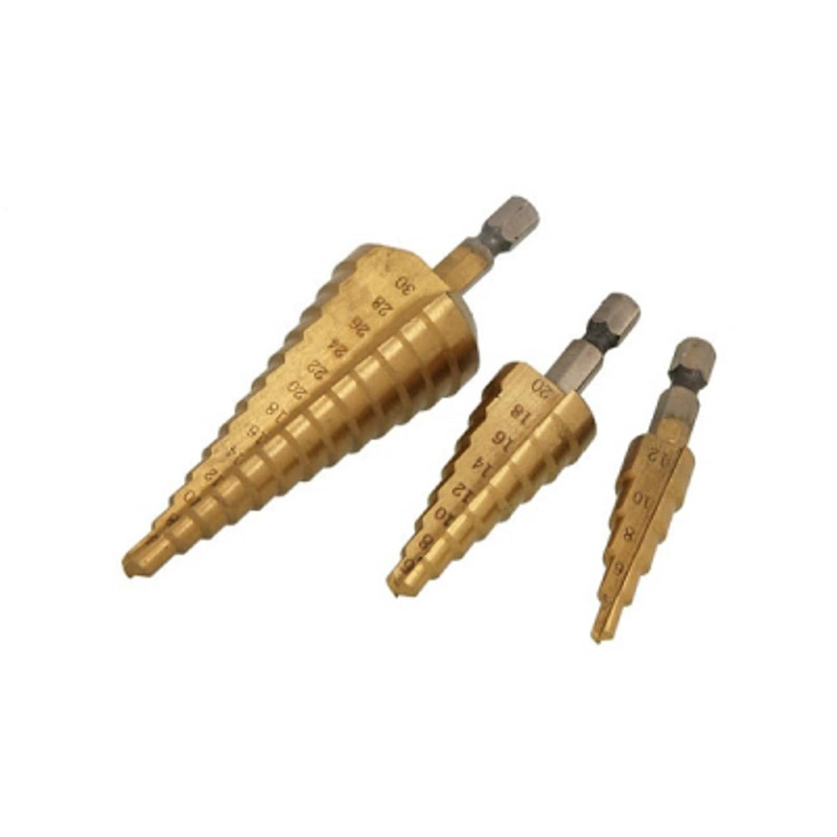 PTI 3 Piece HSS Step Drill Set with 1/4in Hex Shank