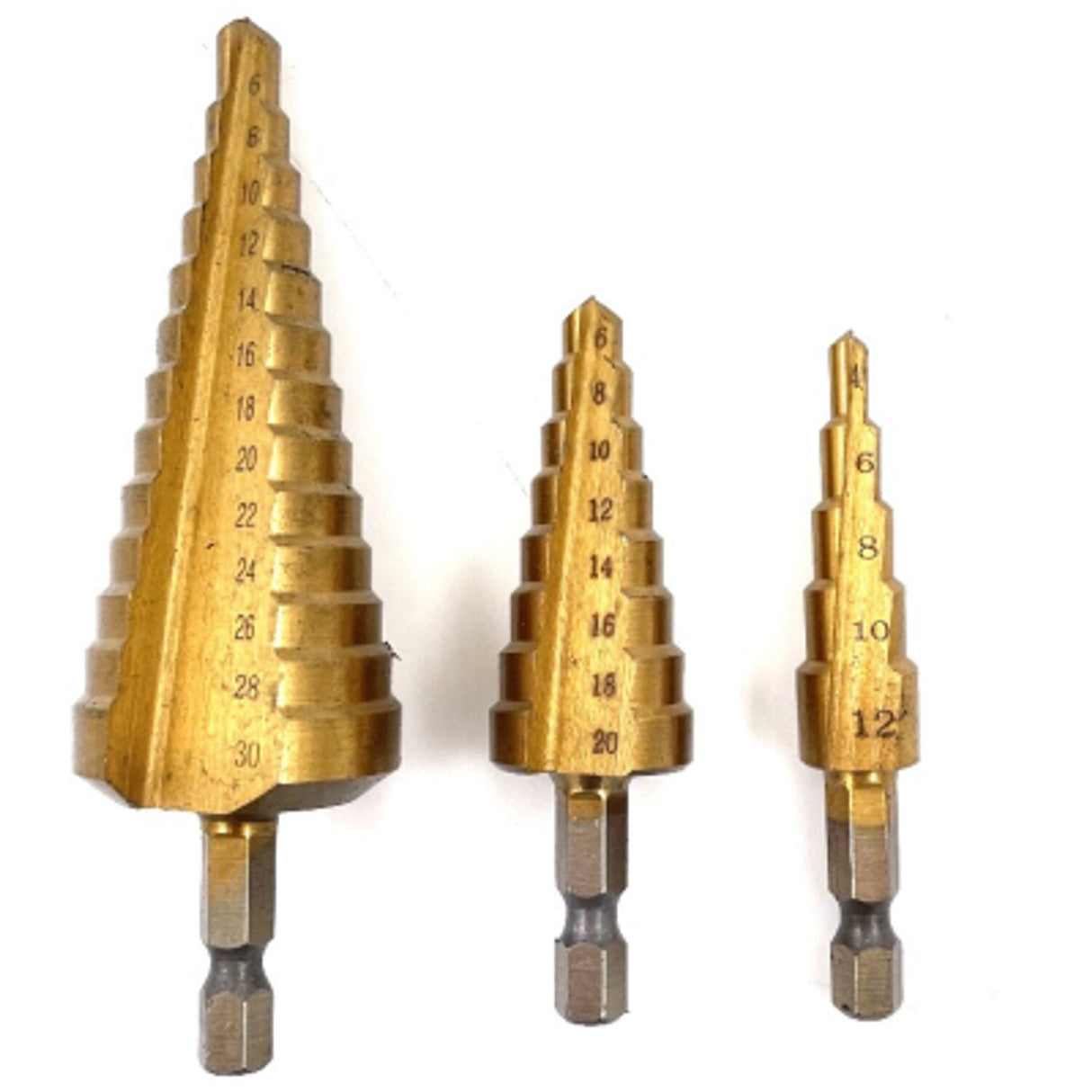 PTI 3 Piece HSS Step Drill Set with 1/4in Hex Shank