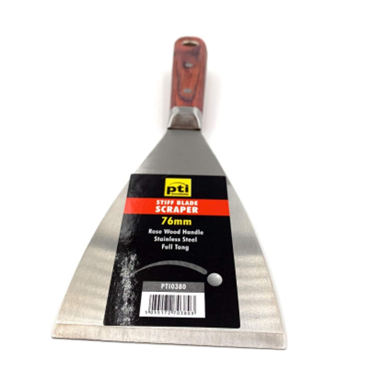 PTI 76mm Stiff Blade Scraper Stainless Steel Blade Rosewood Handle