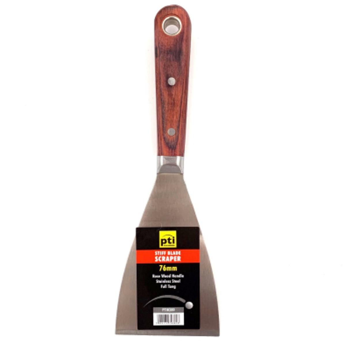 PTI 76mm Stiff Blade Scraper Stainless Steel Blade Rosewood Handle
