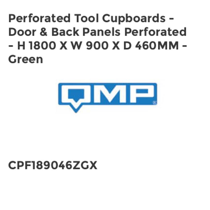 Perforated Tool Cupboards - Door & Back Panels Perforated - H 1800 X W 900 X D 460mm - Green