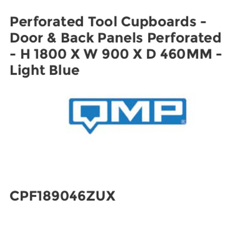 Perforated Tool Cupboards - Door & Back Panels Perforated - H 1800 X W 900 X D 460mm - Light Blue