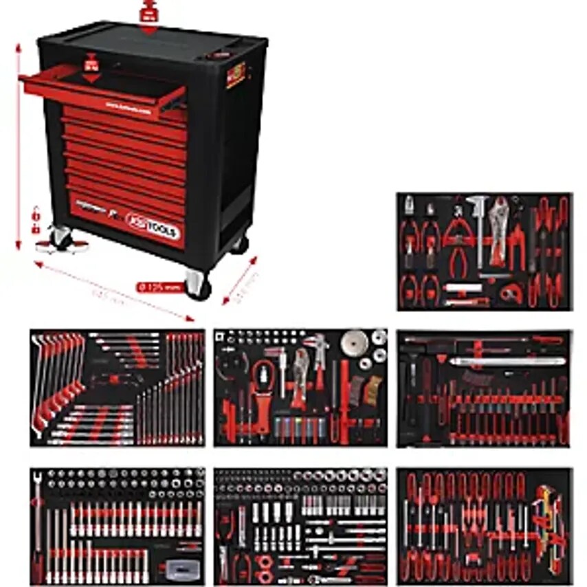Performance Plus Workshop Trolley with Tools, P15, with 397 Tools, for 7 Drawers