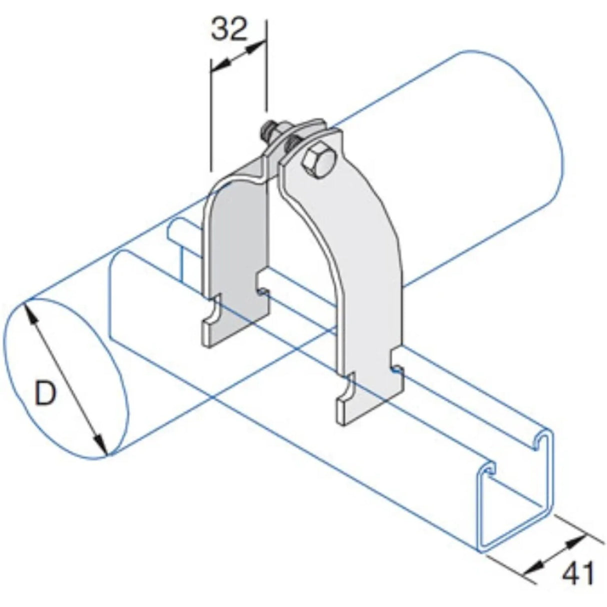 Pipe Clamp 106.4-111.1mm Steel Pre-Galvanised Pack of 20