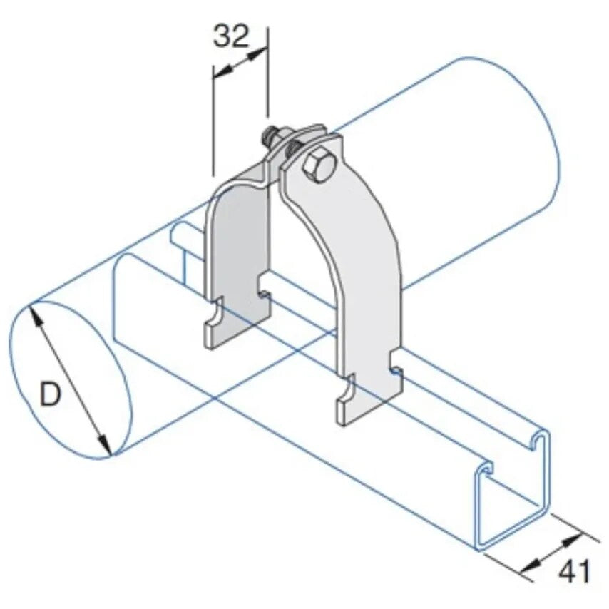 Pipe Clamp 39.7-42.9mm Steel Pre-Galvanised