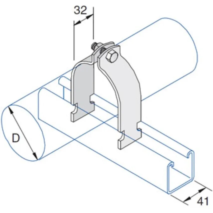Pipe Clamp 82.6-88.1mm Steel Pre-Galvanised