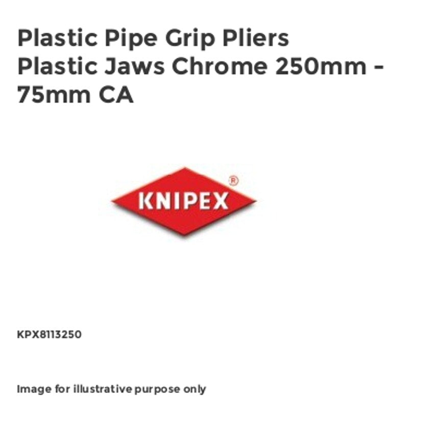Plastic Pipe Grip Pliers Plastic Jaws Chrome 250mm - 75mm CA