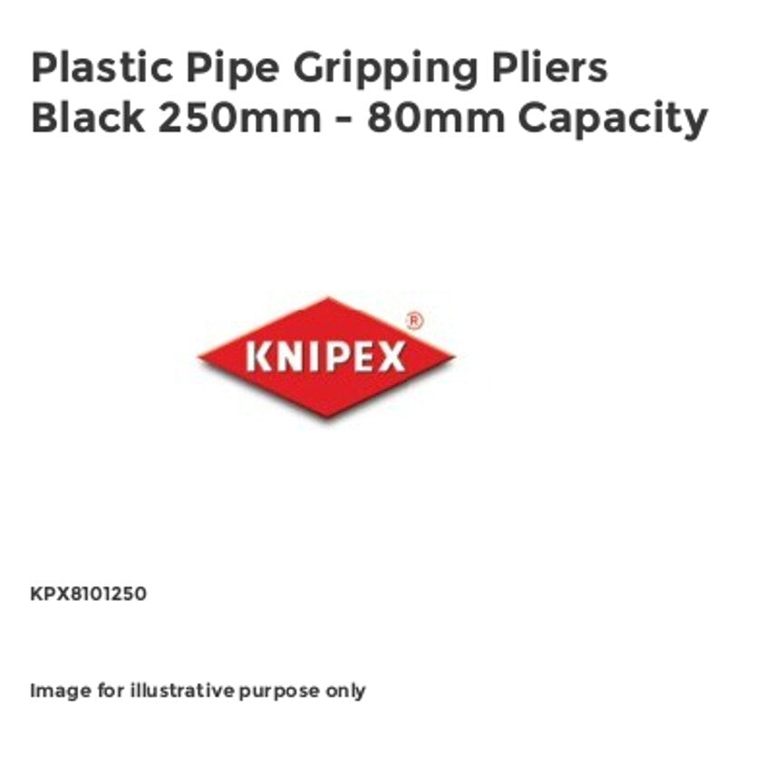 Plastic Pipe Gripping Pliers Black 250mm - 80mm Capacity KPX8101250