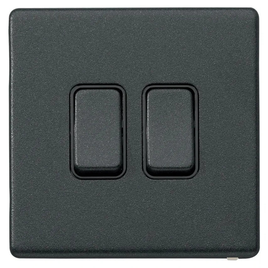 Plate Switch 2 Gang 2 Way SP 20A Lustrous Black Black Insert