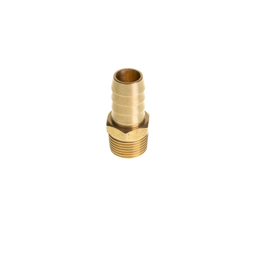 Pneumatic Threaded-To-Tube Adapter Hose 1/2" Male 3/8" (Brass)