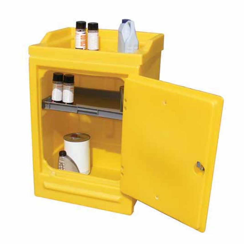 Poly Work Stand with Lockable Door & Removable Storage Tray 48L Bund