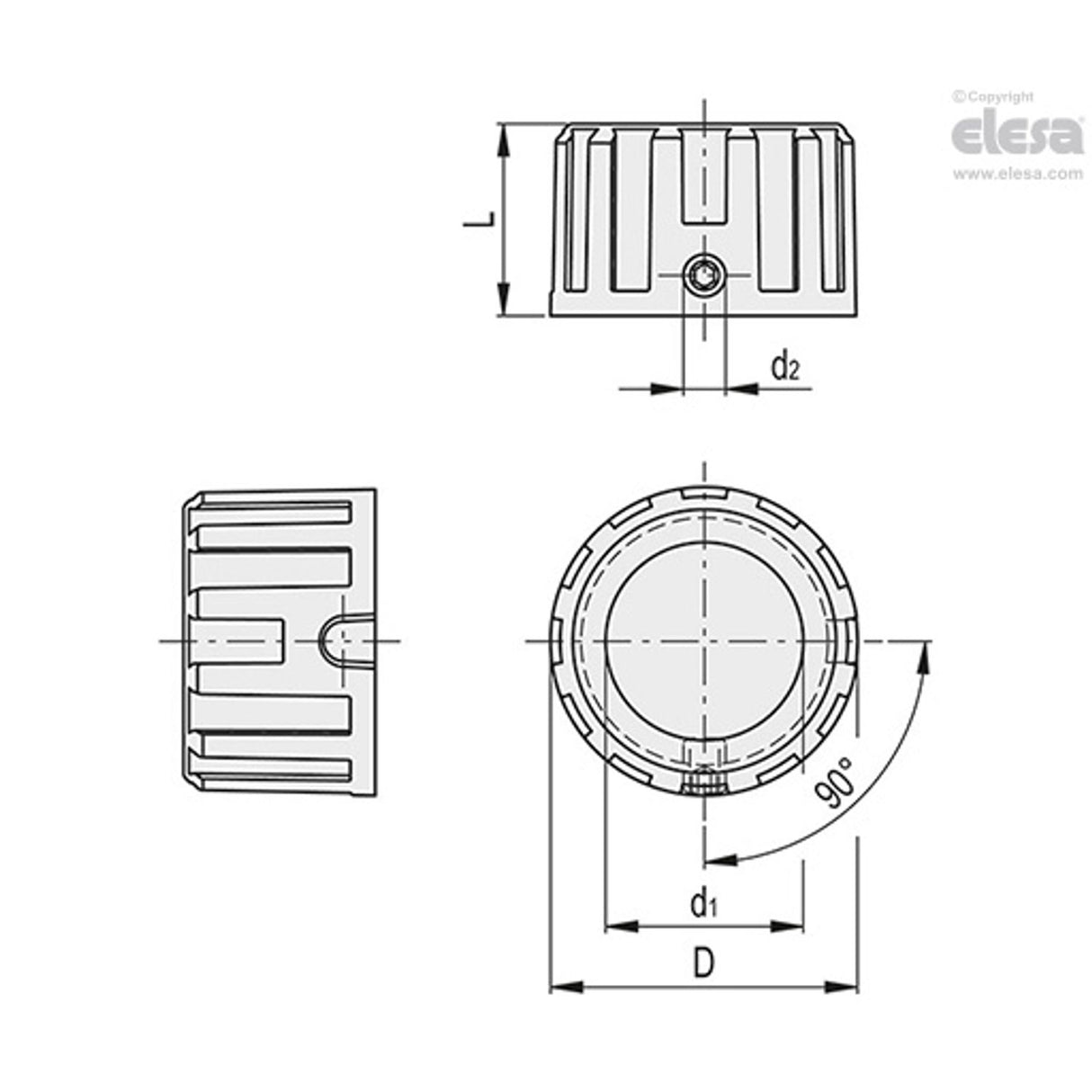 Position indicator knob-MDX.52-N-C3 Grey
