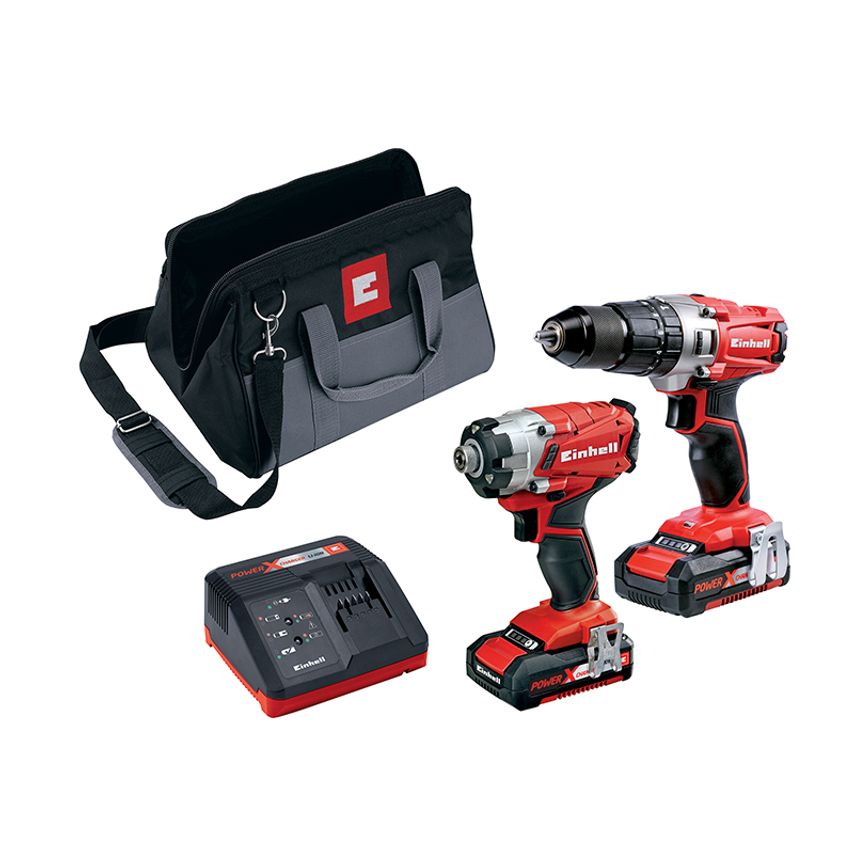Power X-Change Combi & Impact Driver Twin Pack 18V 2 x 2.0Ah Li-ion EINPXTWIN2