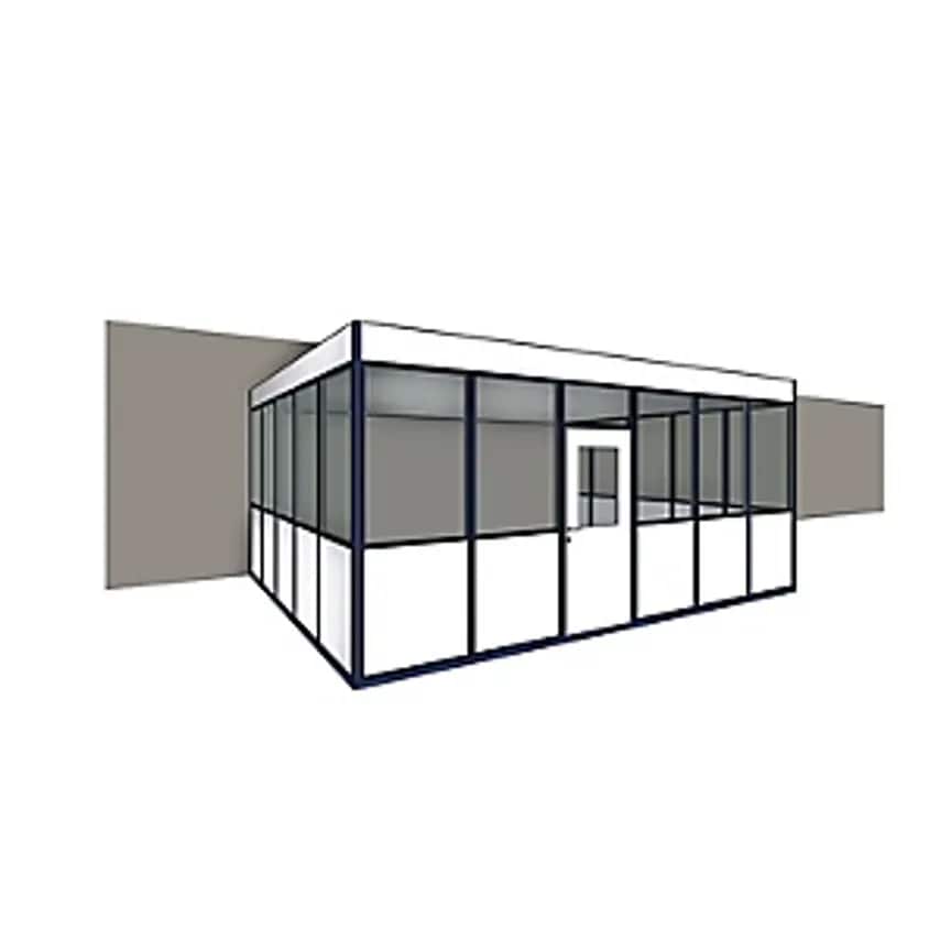 Prefab Office, 3-sided, for Installation Against An Existing Wall, External Width 4100 mm, External Length 4100 mm