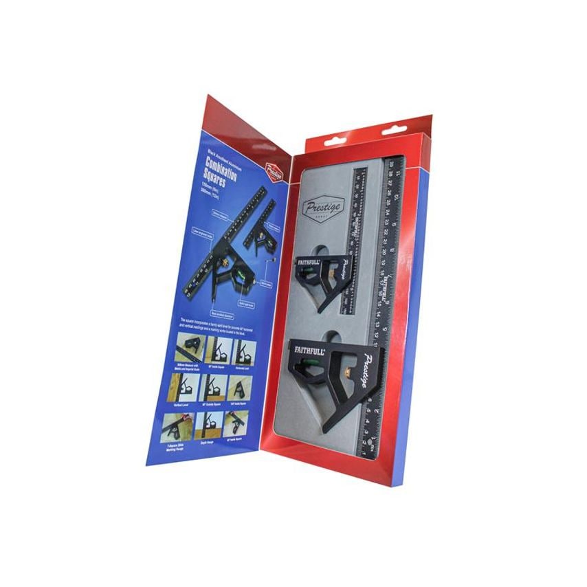 Prestige Combination Square Twin Pack 150mm (6in) & 300mm (12in) FAICS300TCNC