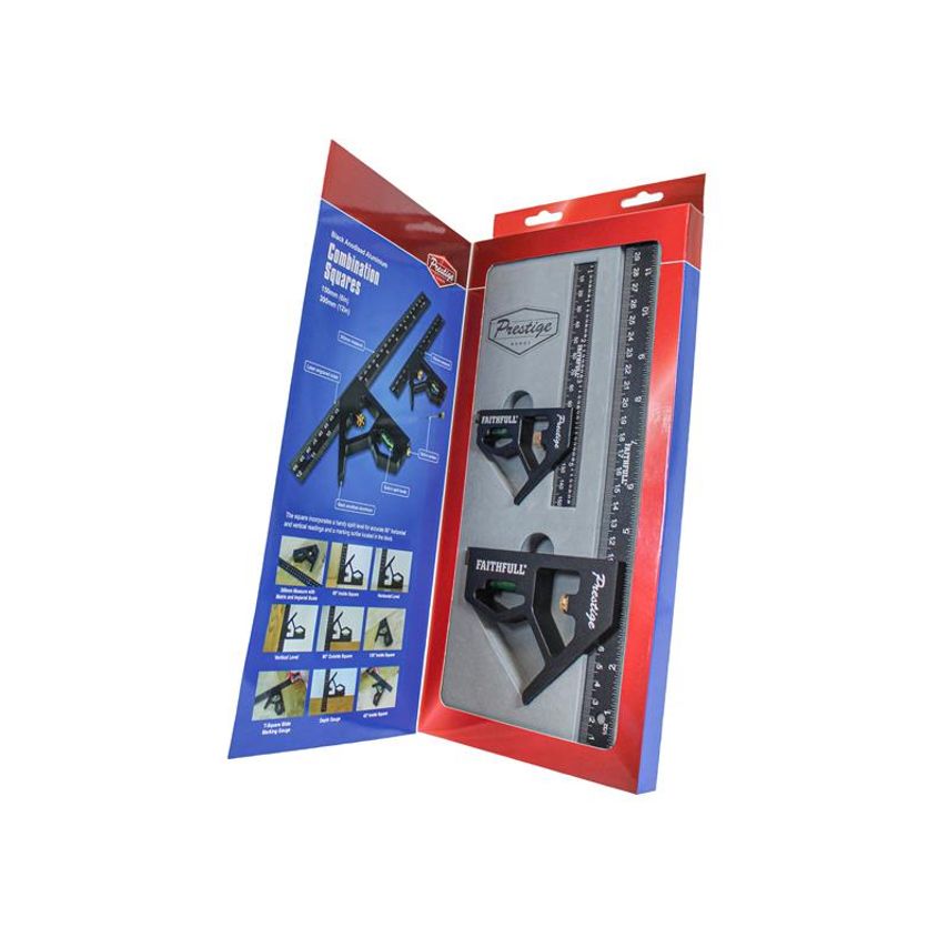 Prestige Combination Square Twin Pack 150mm (6in) & 300mm (12in) FAICS300TCNC