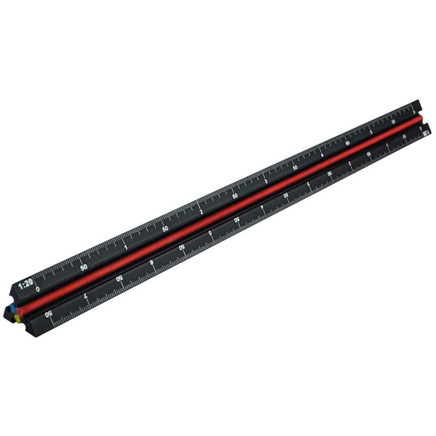 Prestige Tri-Scale Engineer Rule Black Aluminium 300mm FAIRULETECNC