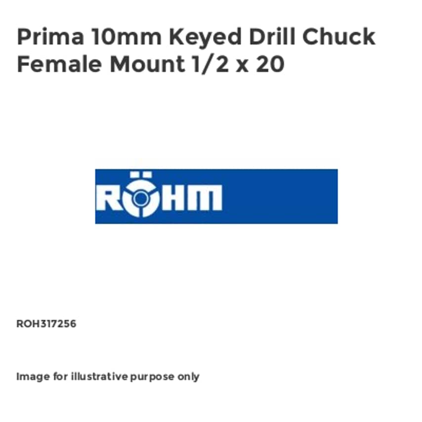 Prima 10mm Keyed Drill Chuck Female Mount 1/2 x 20 ROH317256