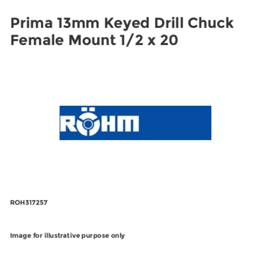 Prima 13mm Keyed Drill Chuck Female Mount 1/2 x 20 ROH317257