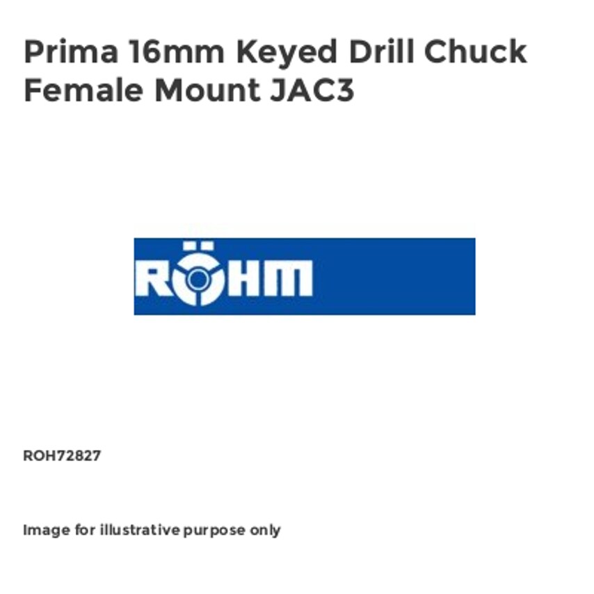 Prima 16mm Keyed Drill Chuck Female Mount JAC3 ROH72827