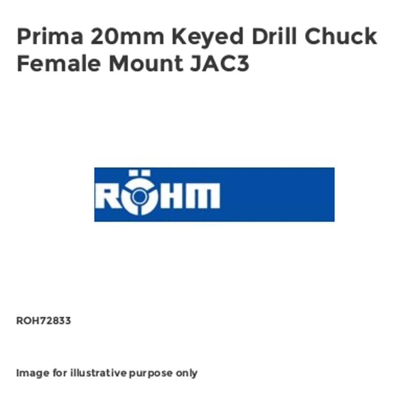 Prima 20mm Keyed Drill Chuck Female Mount JAC3 ROH72833