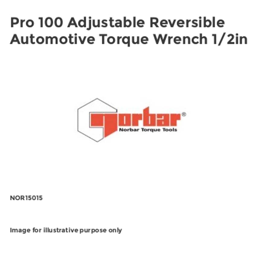 Pro 100 Adjustable Reversible Automotive Torque Wrench 1/2in