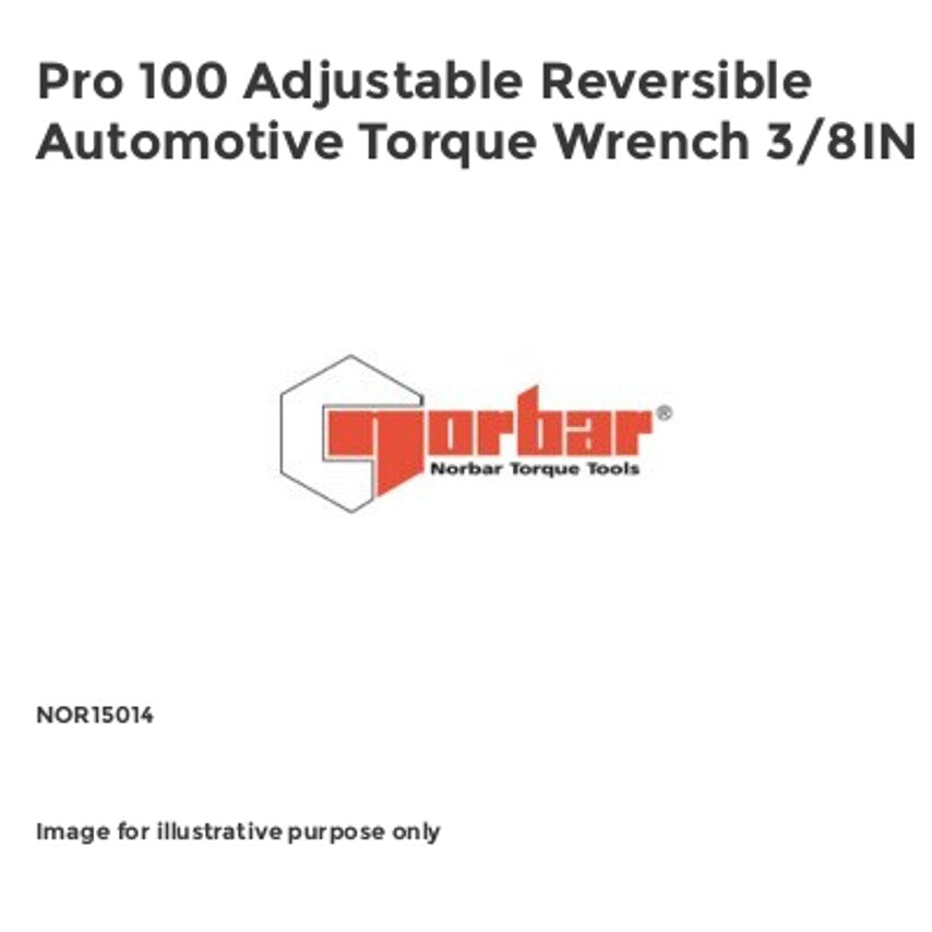 Pro 100 Adjustable Reversible Automotive Torque Wrench 3/8IN NOR15014