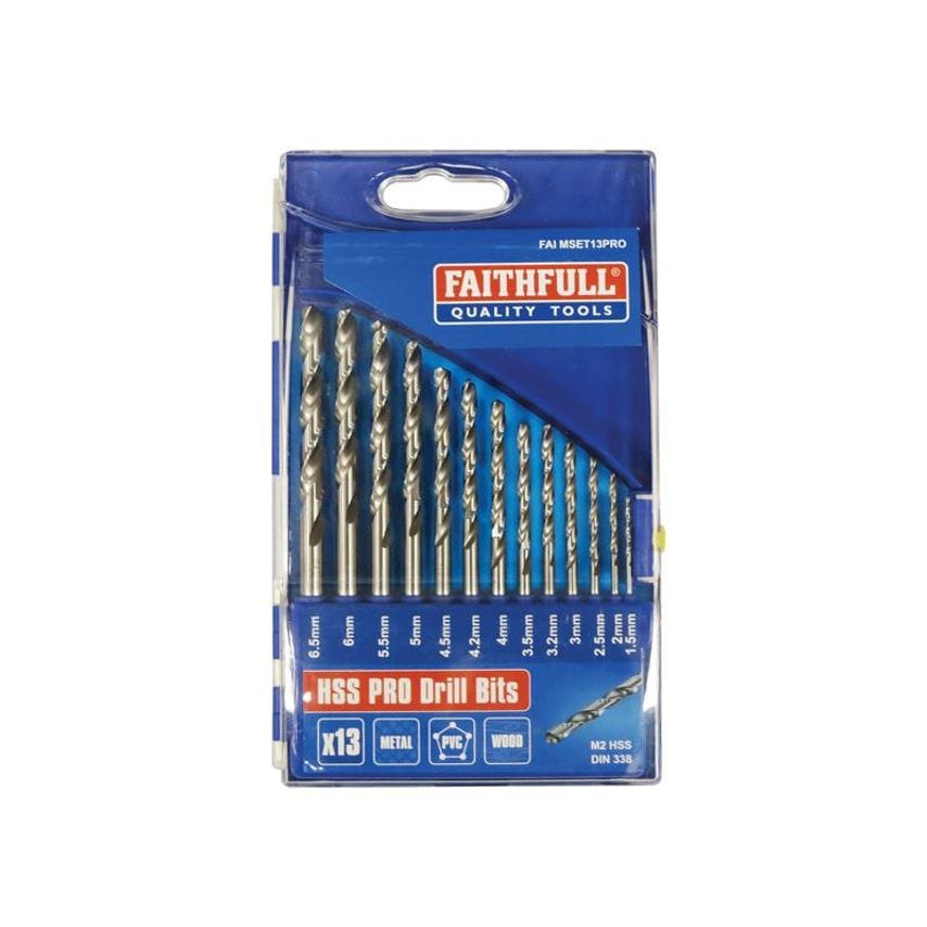 Professional HSS Jobber Drill Bit Set, 13 Piece (1.5 - 6.5mm) FAIMSET13PRO