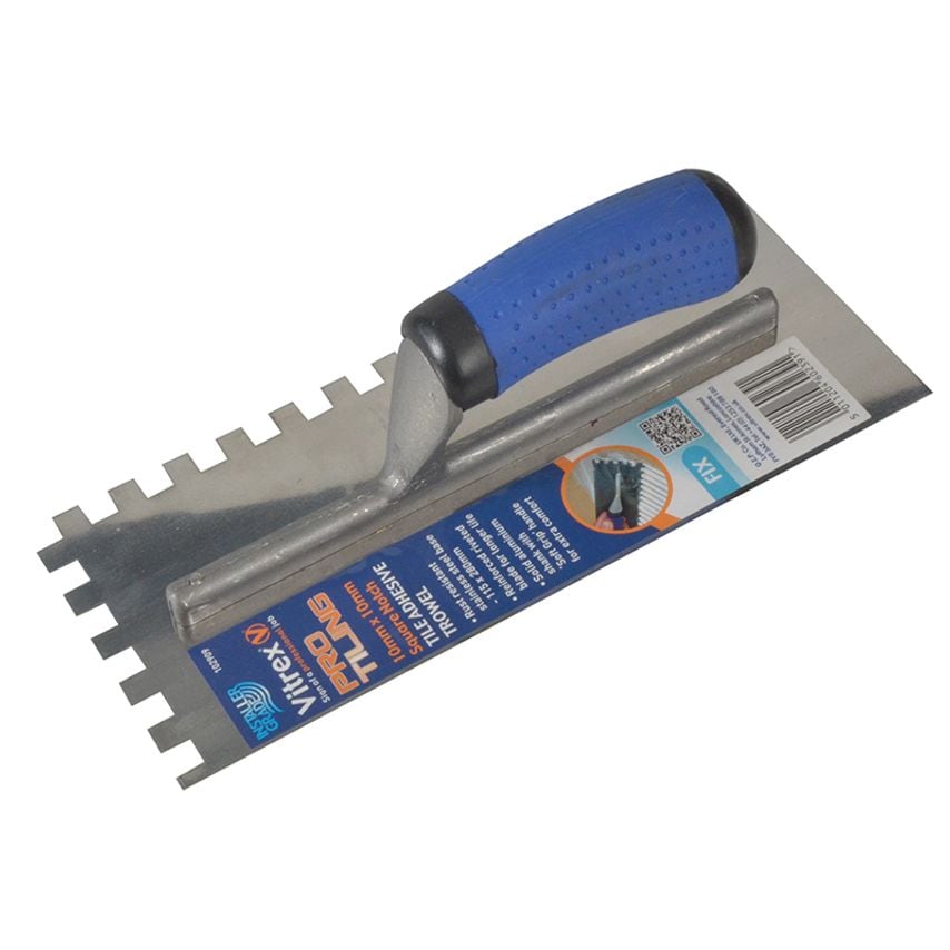 Professional Stainless Steel Adhesive Trowel Square Notches 10mm VIT102909