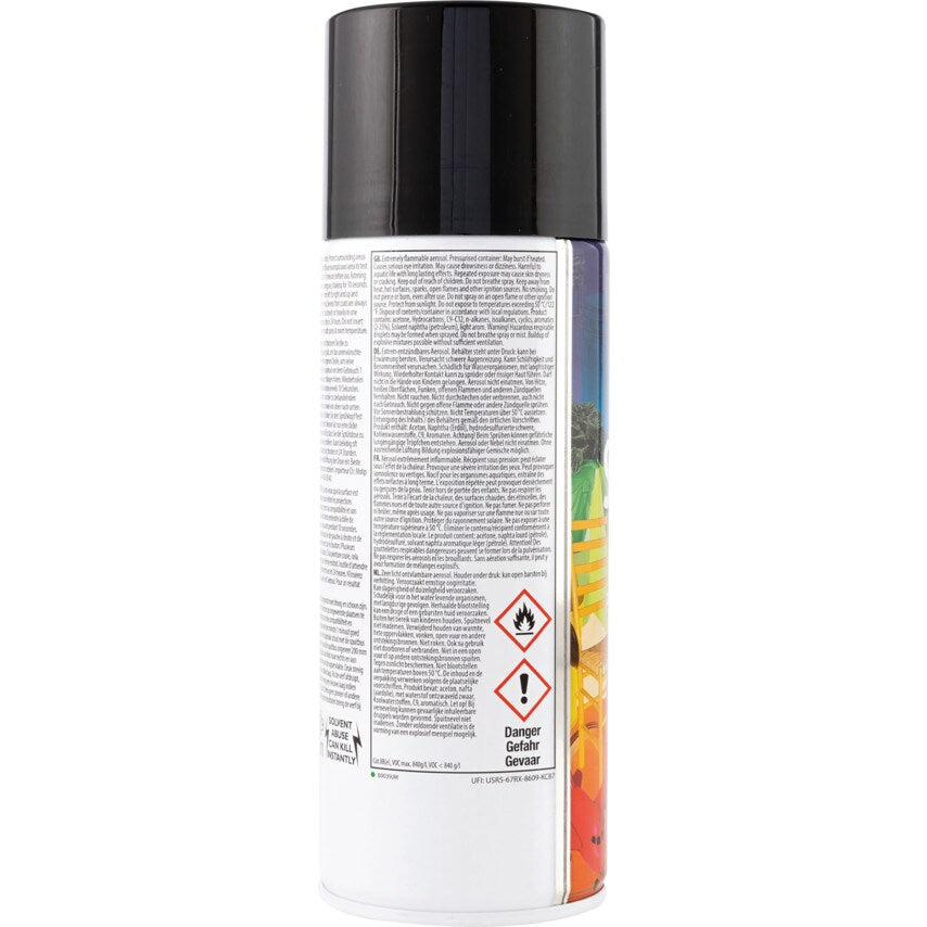 Projekt Paint Super Gloss Black Aerosol Paint - 400ML
