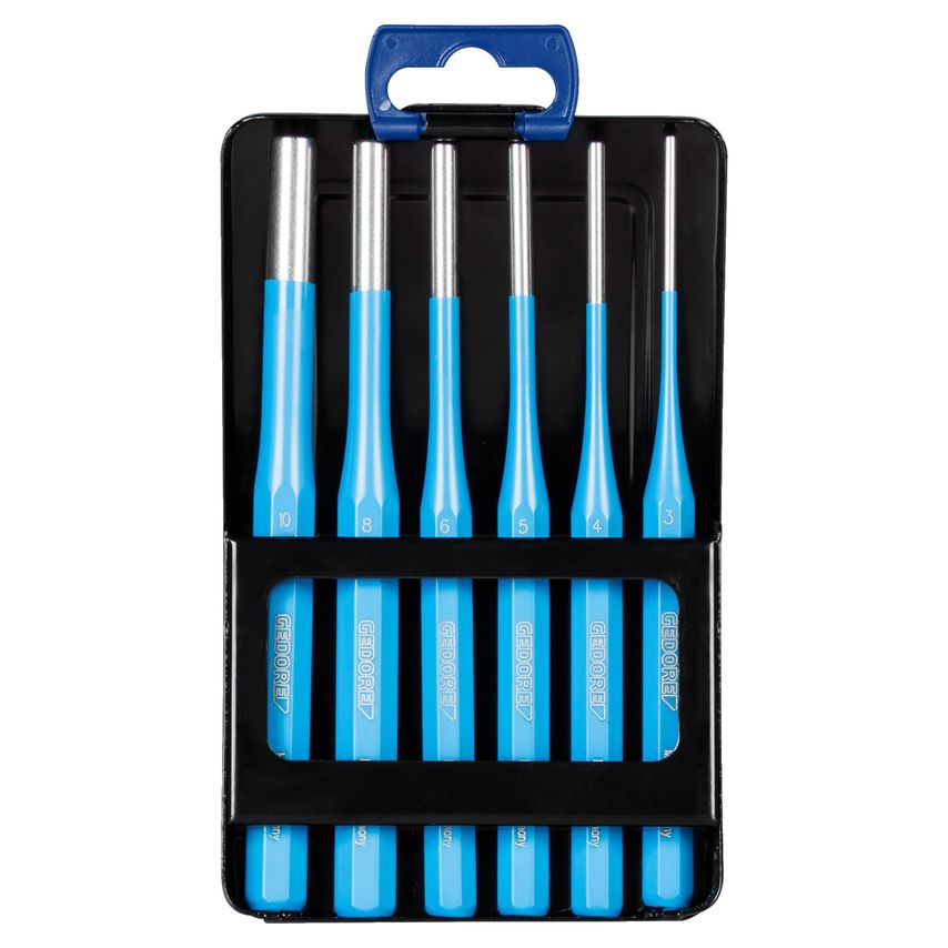 Promotion set of pin punches 6 pcs in metal case