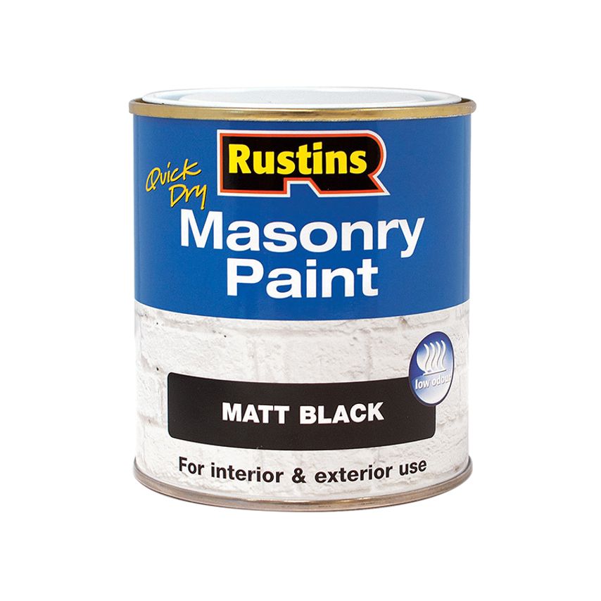 Quick Dry Masonry Paint Matt Black 250ml RUSMASPB250