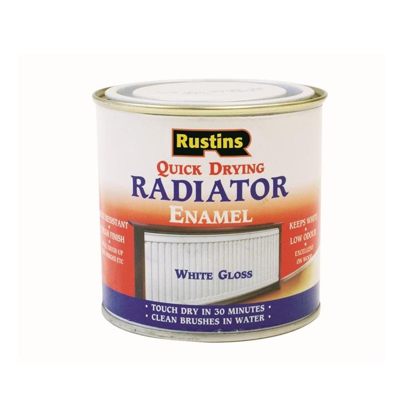 Quick Dry Radiator Enamel Paint Gloss White 250ml RUSQDREG250