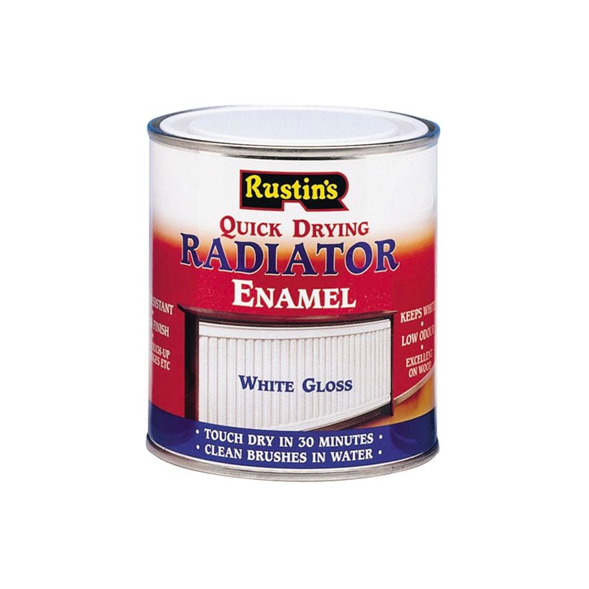 Quick Dry Radiator Enamel Paint Gloss White 500ml RUSQDREG500