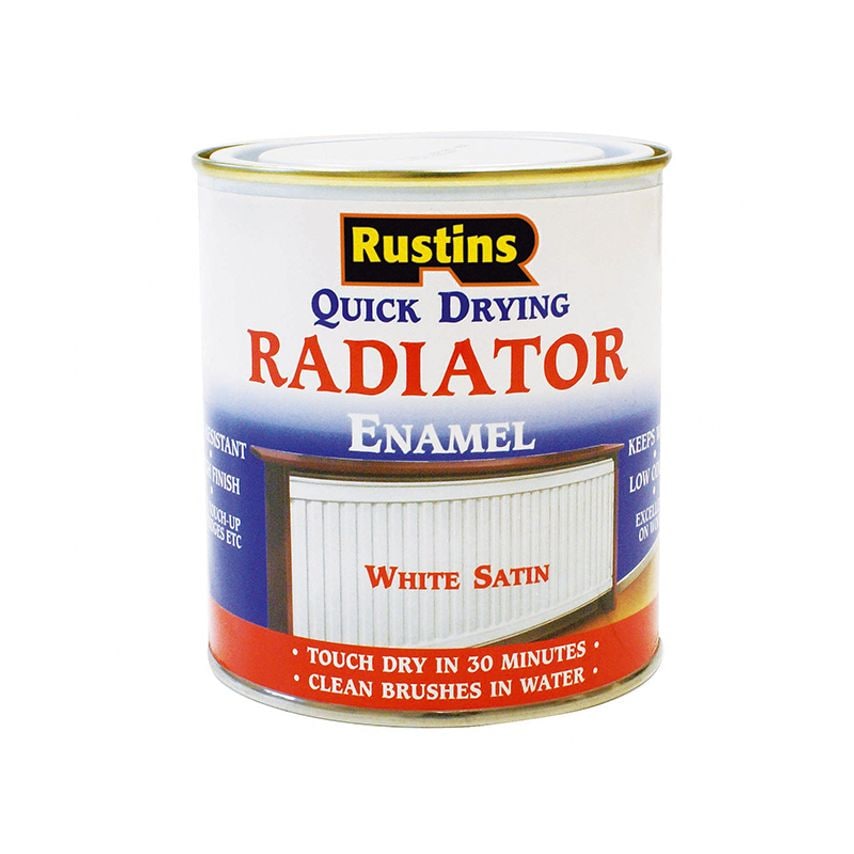 Quick Dry Radiator Enamel Paint Satin White 250ml