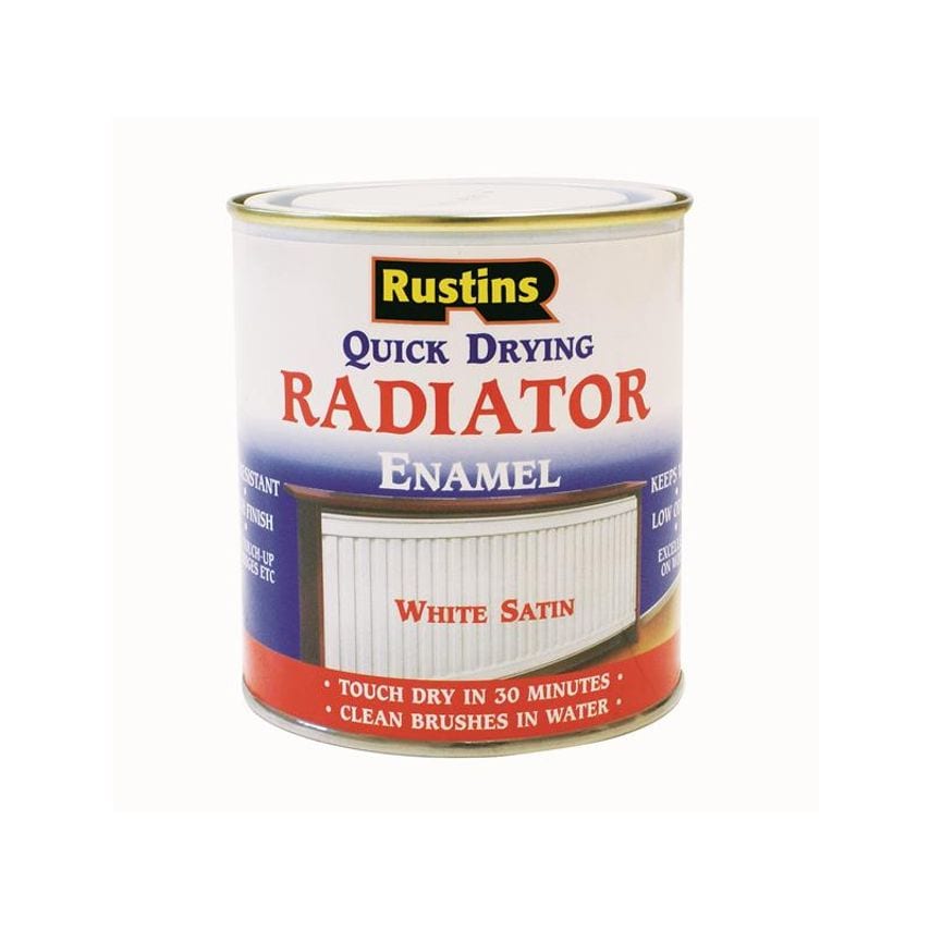 Quick Dry Radiator Enamel Paint Satin White 500ml RUSQDRES500
