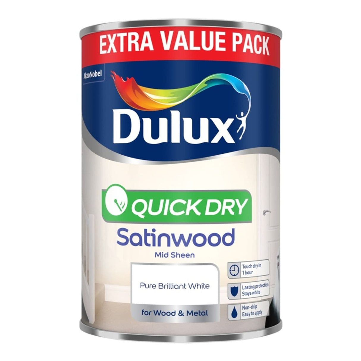 Quick Dry Satinwood 1.25 Litre Pure Brilliant White