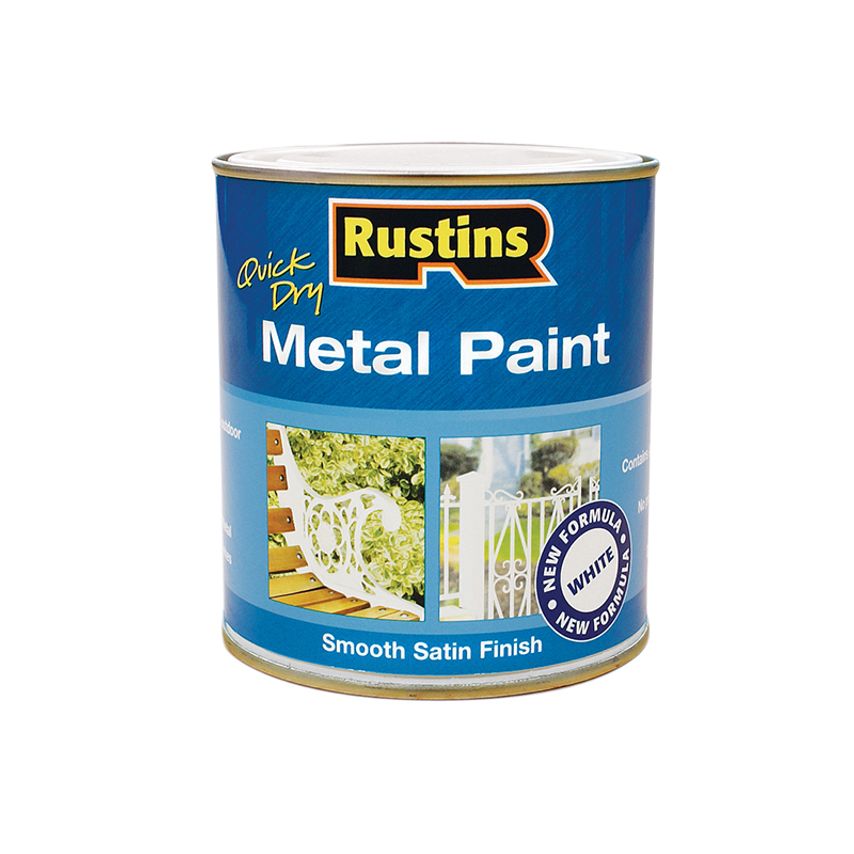 Quick Drying Metal Paint Smooth Satin White 250ml RUSMPSSWH250