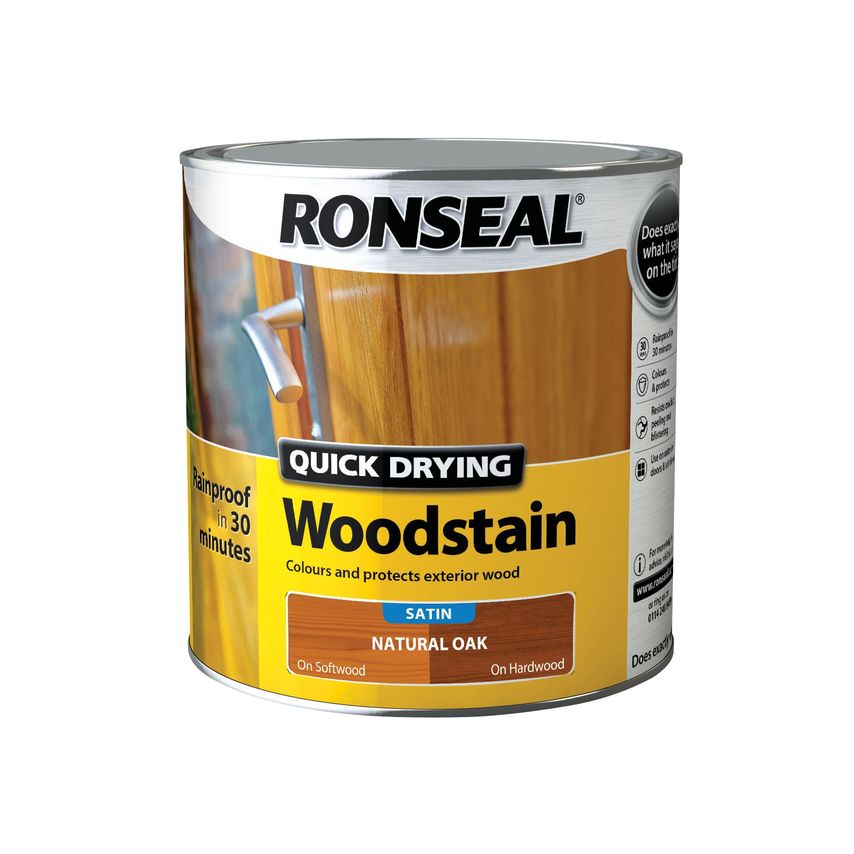 Quick Drying Wood Stain Satin Natural Oak 2.5 Litre