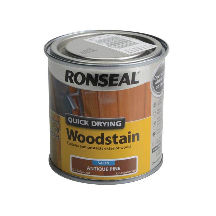 Quick Drying Woodstain Satin Antique Pine 250ml RSLQDWSAP250