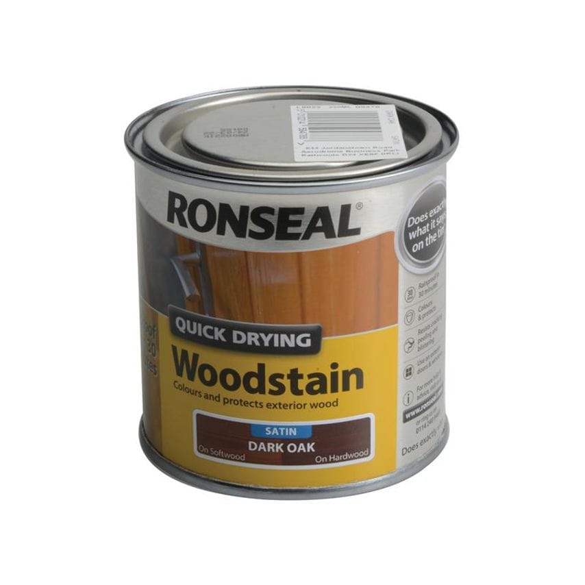 Quick Drying Woodstain Satin Dark Oak 250ml RSLQDWSDO250