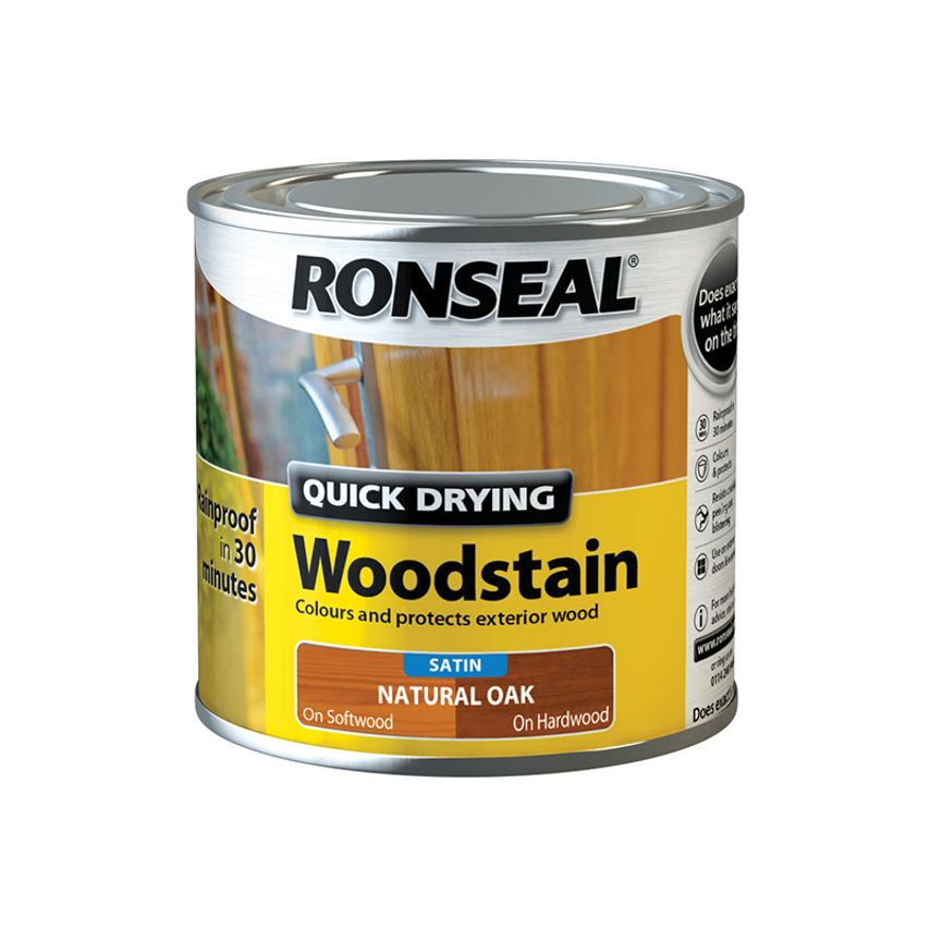 Quick Drying Woodstain Satin Natural Oak 250ml RSLQDWSNO250