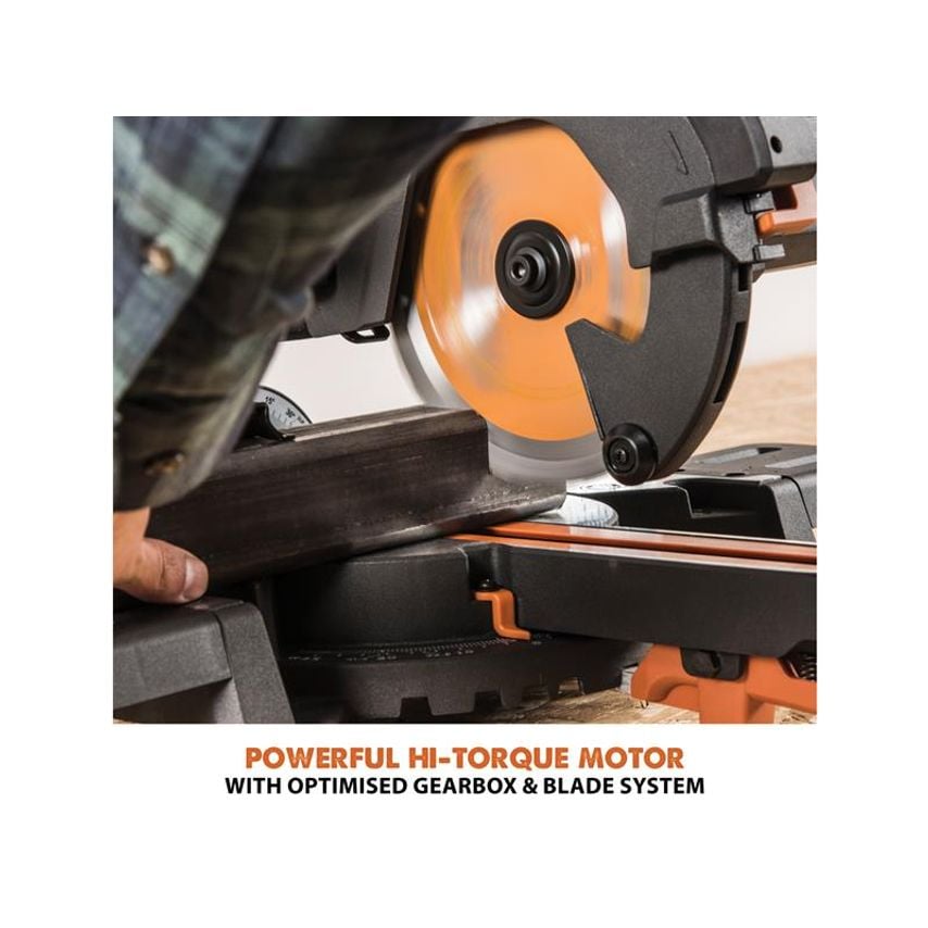 R185SMS+ 185mm Multi-Material Sliding Mitre Saw 1200W 240V EVLR185SMSP