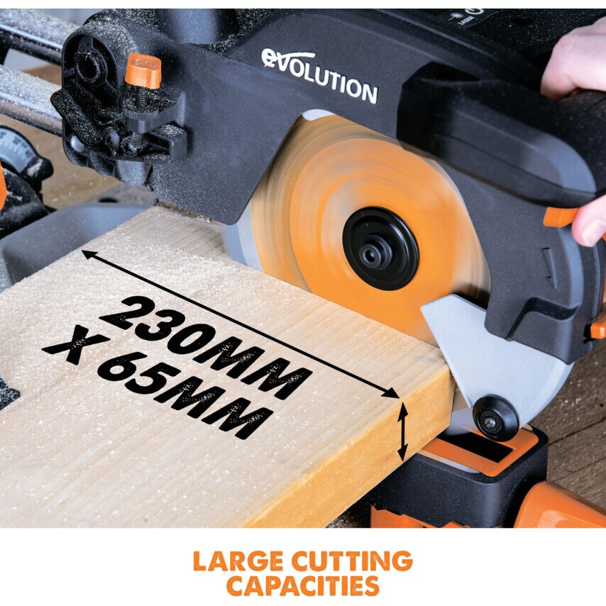 R210SMS+ 210mm Multi-Purpose Single Bevel Sliding Compound Mitre Saw 230V