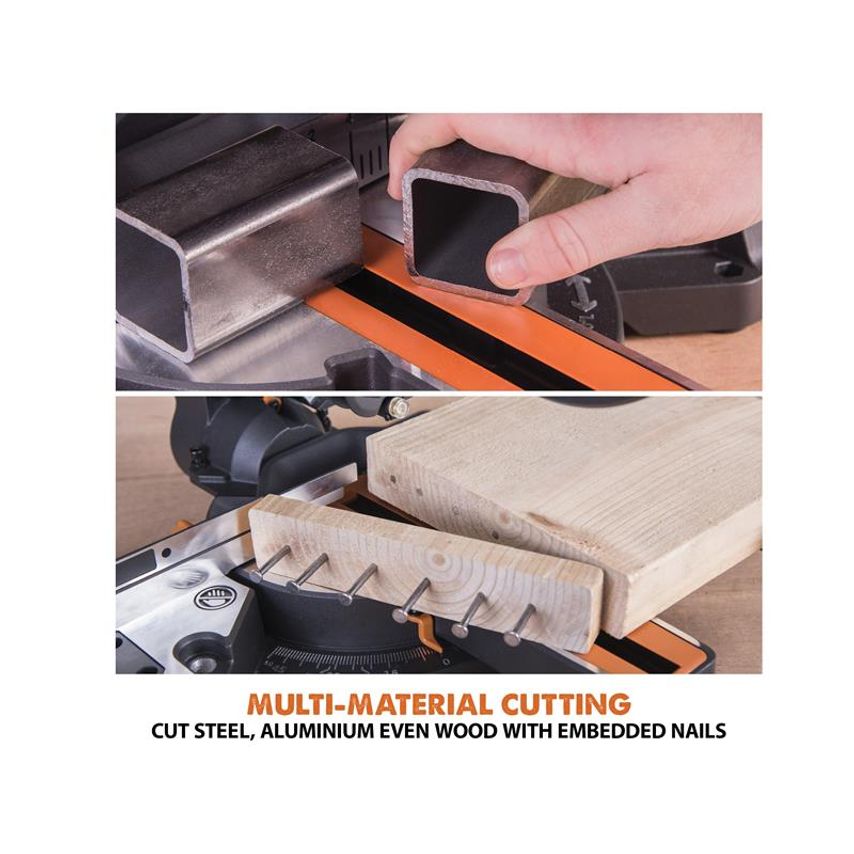 R210SMS+ Pro Multi-Material Sliding Mitre Saw 210mm 1500W 240V EVLR210SMS