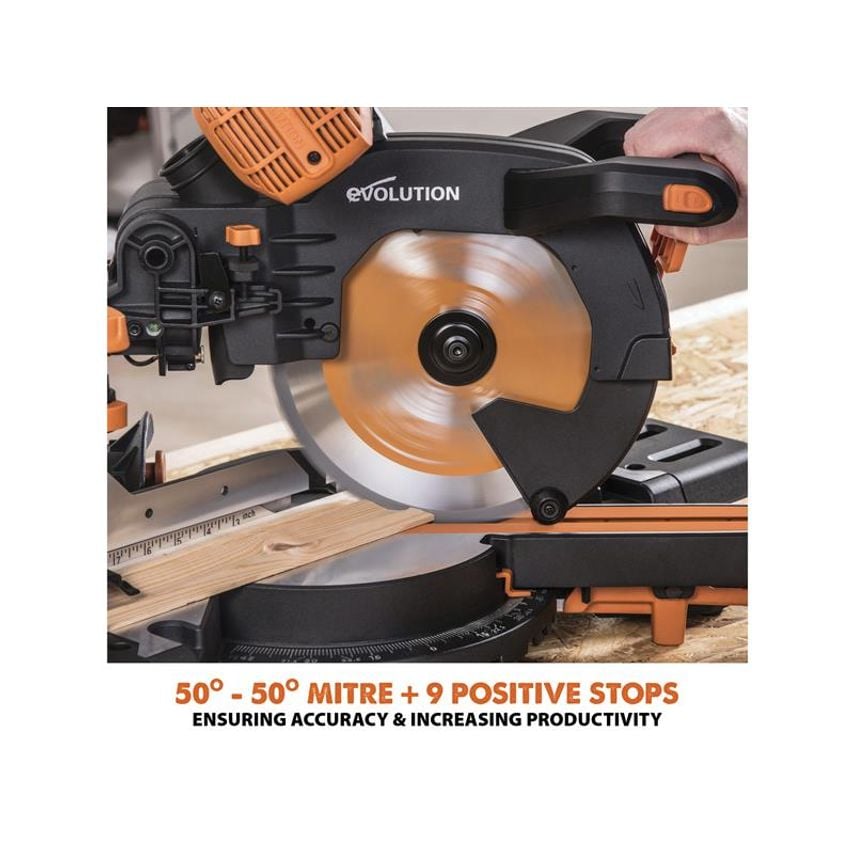 R255SMS-DB+ Multi-Material Sliding Mitre Saw 255mm 2000W 240V EVLR255SMSDB
