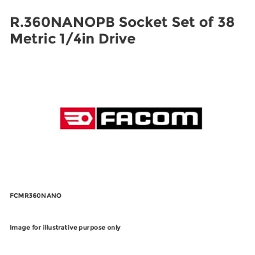 R.360NANOPB Socket Set of 38 Metric 1/4in Drive
