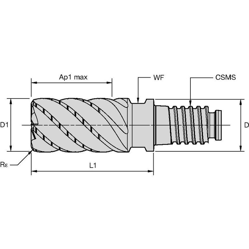 RKDF2000X6CQF End Mill D-l HP RUF 6F 20XDL20