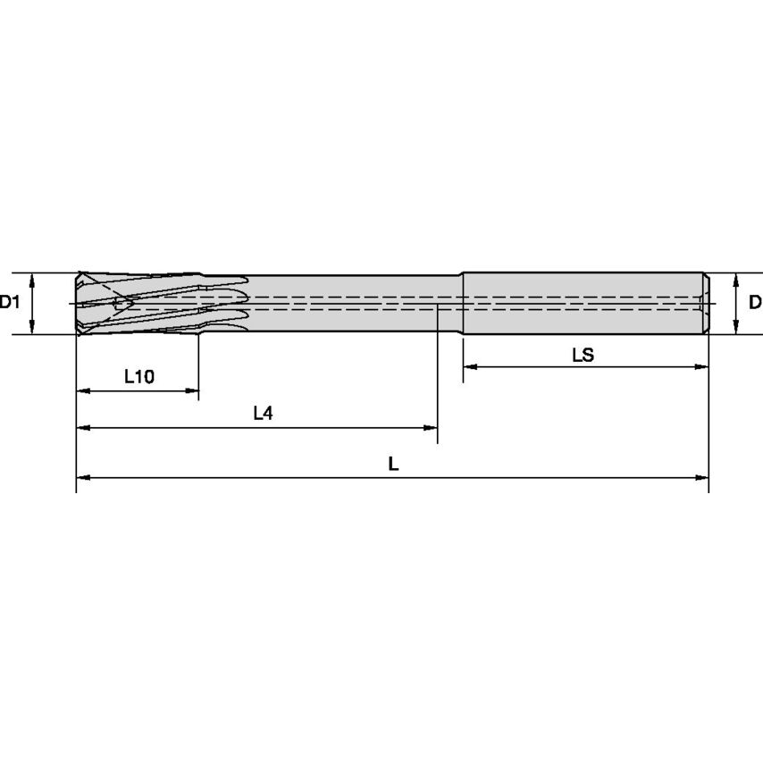 RMS10000H7HF RMS Reamer 10.00 H7 Helical